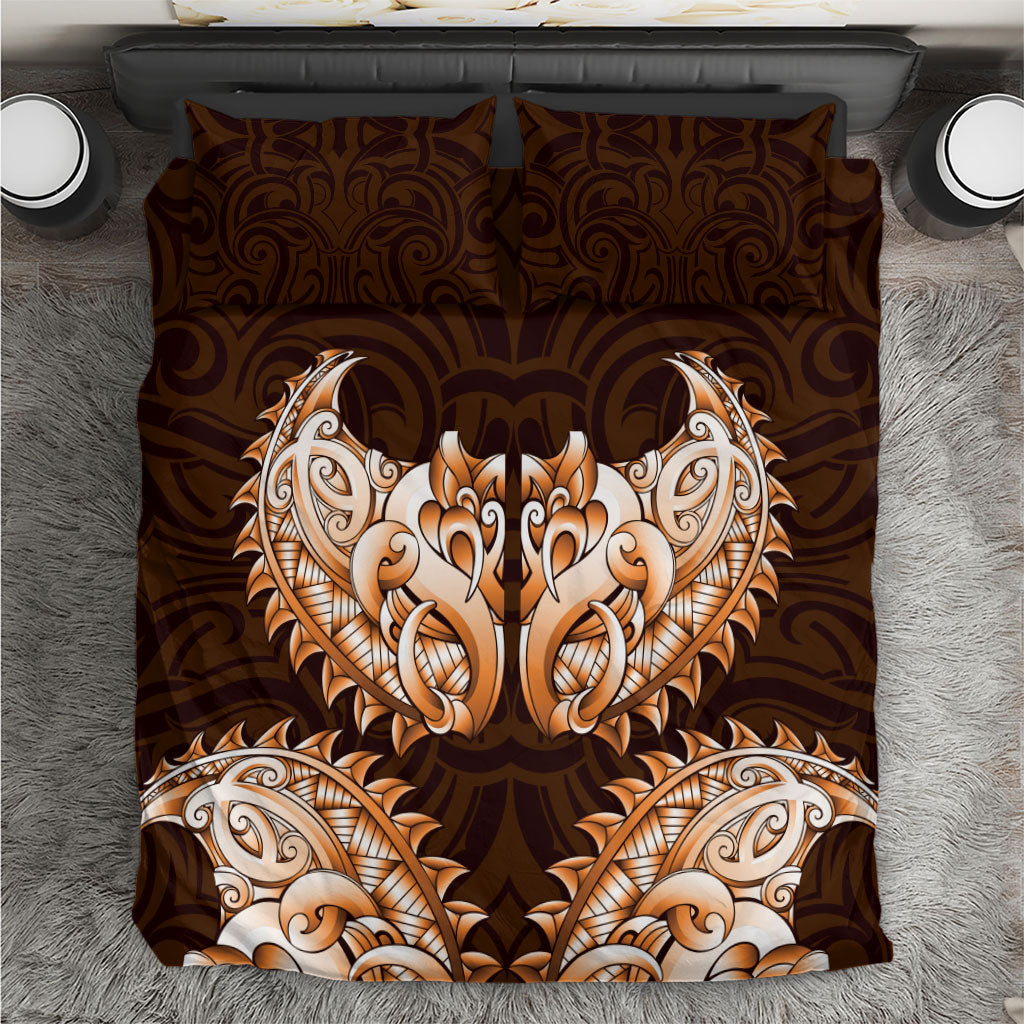 New Zealand Ta Moko Bedding Set Aotearoa Maori Chest Tattoo Orange LT14 Orange - Polynesian Pride