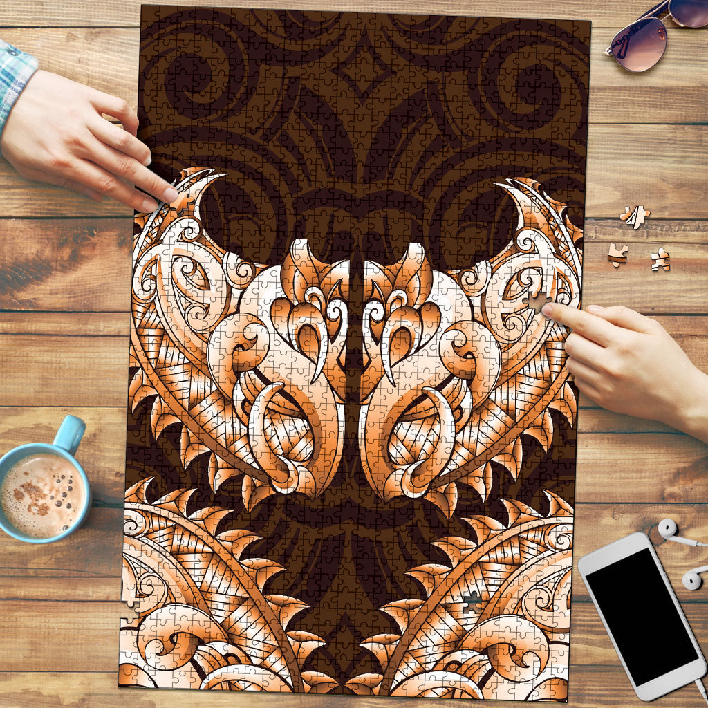 New Zealand Ta Moko Puzzle Aotearoa Maori Chest Tattoo Orange LT14 Orange - Polynesian Pride