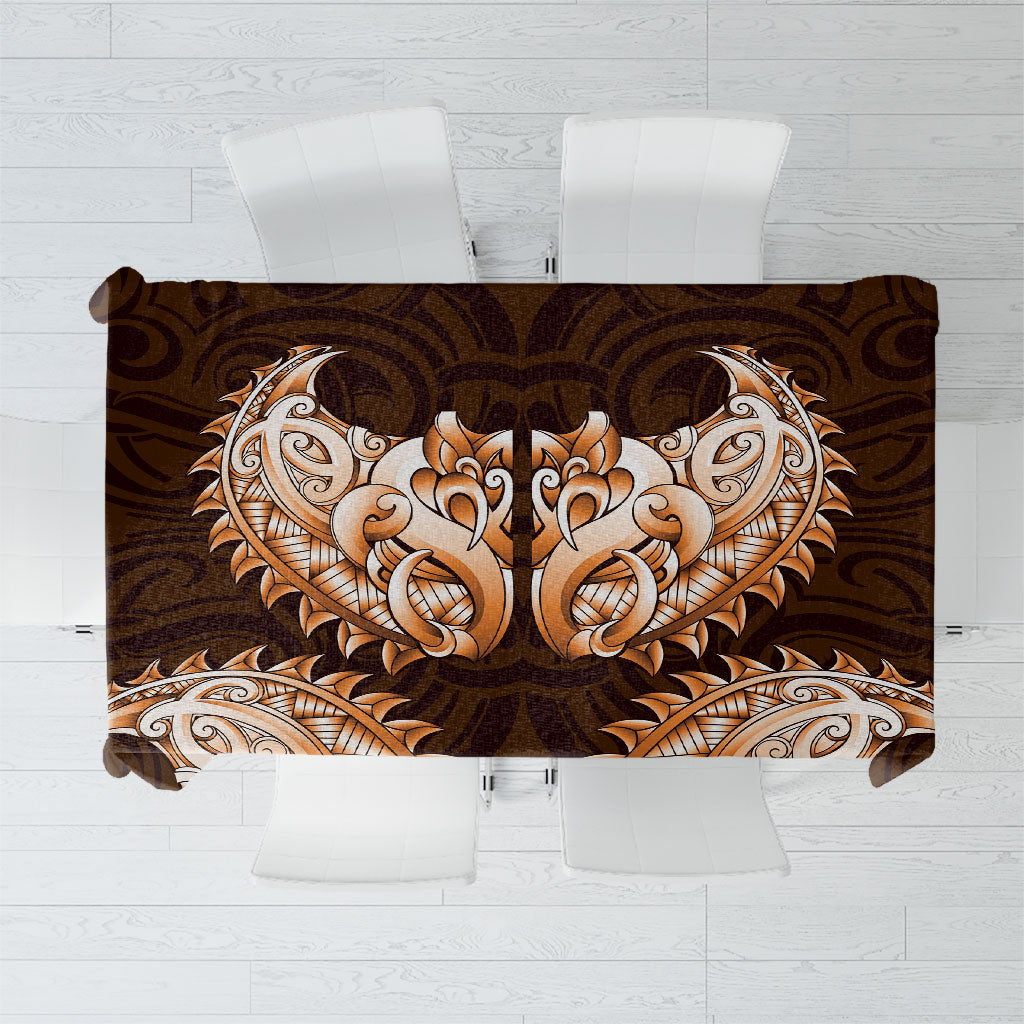 New Zealand Ta Moko Tablecloth Aotearoa Maori Chest Tattoo Orange LT14 Orange - Polynesian Pride