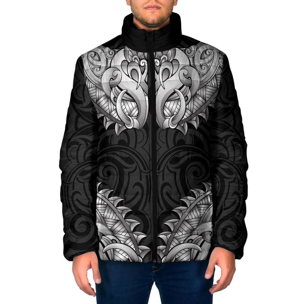 New Zealand Ta Moko Padded Jacket Aotearoa Maori Chest Tattoo Black LT14 Men Black - Polynesian Pride