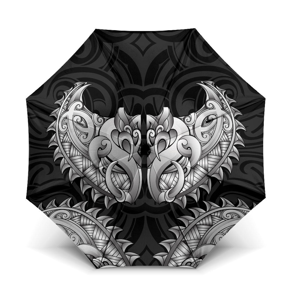 New Zealand Ta Moko Umbrella Aotearoa Maori Chest Tattoo Black LT14 One Size Folded 11.42 inch Opened Diameter 37.4 inch Black - Polynesian Pride