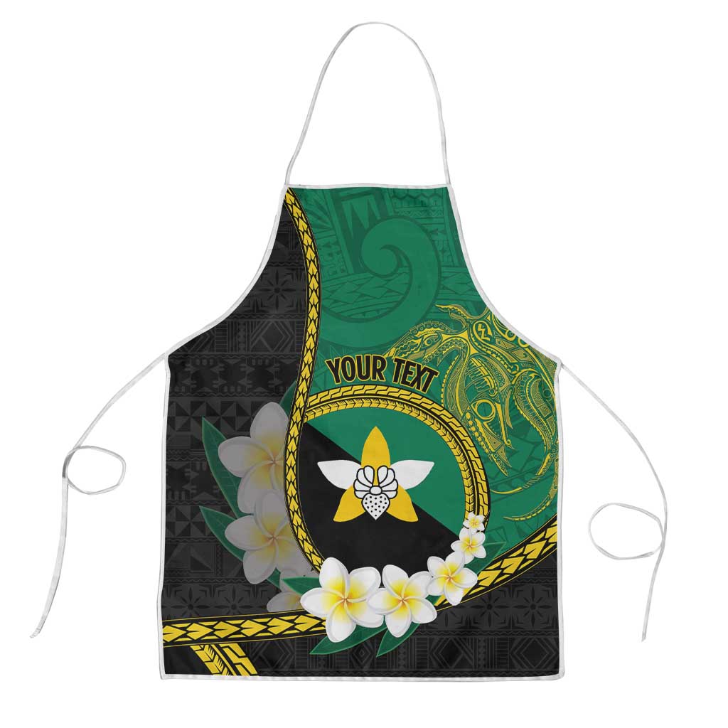 Personalised PNG Enga Provins Apron Papua New Guinea Plumeria Melanesian Pattern LT14 Black - Polynesian Pride