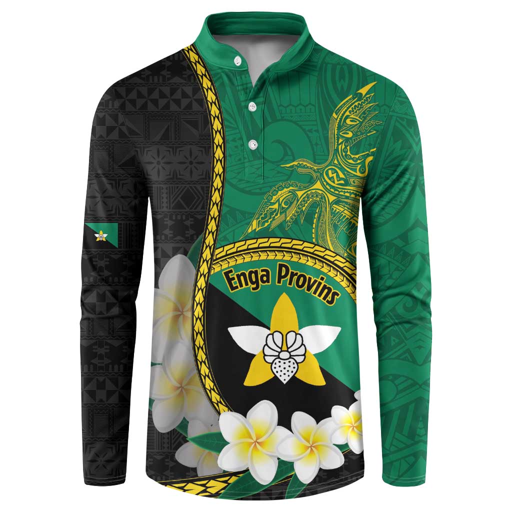 Personalised PNG Enga Provins Button Sweatshirt Papua New Guinea Plumeria Melanesian Pattern LT14 Black - Polynesian Pride