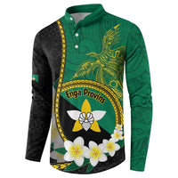 Personalised PNG Enga Provins Button Sweatshirt Papua New Guinea Plumeria Melanesian Pattern LT14 - Polynesian Pride