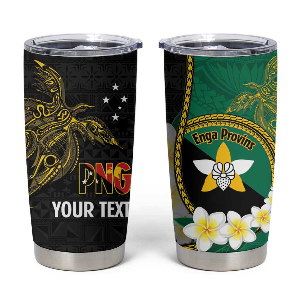 Personalised PNG Enga Provins Tumbler Cup Papua New Guinea Plumeria Melanesian Pattern LT14 Black - Polynesian Pride