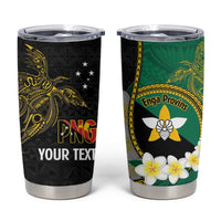 Personalised PNG Enga Provins Tumbler Cup Papua New Guinea Plumeria Melanesian Pattern LT14 Black - Polynesian Pride
