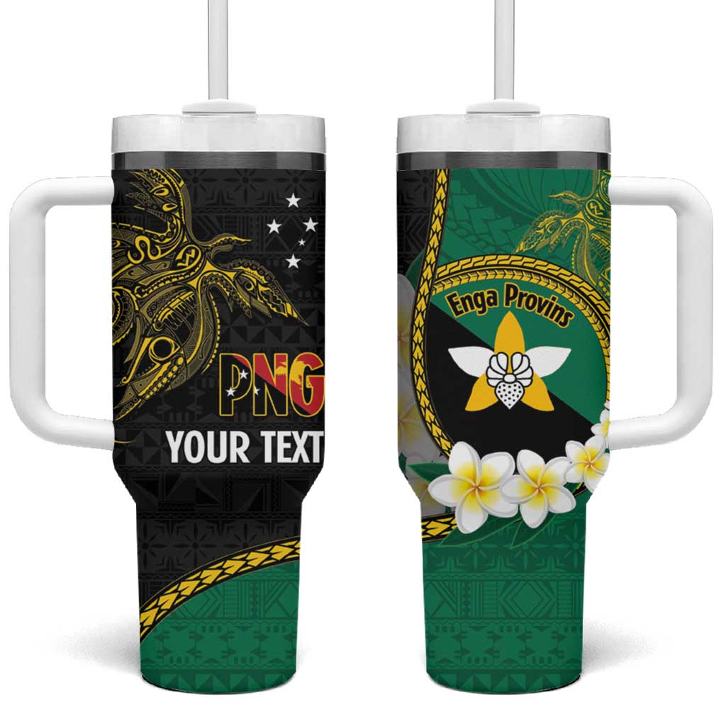 Personalised PNG Enga Provins Tumbler With Handle Papua New Guinea Plumeria Melanesian Pattern LT14 One Size: 40 oz Black - Polynesian Pride