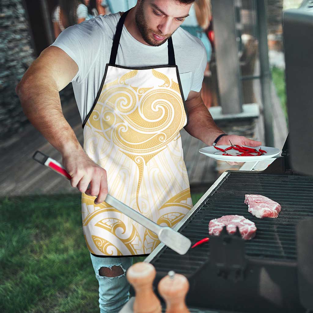 Gold White New Zealand Manta Ray Apron Aotearoa Maori Haehae LT14 - Polynesian Pride