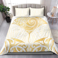 Gold White New Zealand Manta Ray Bedding Set Aotearoa Maori Haehae LT14 - Polynesian Pride