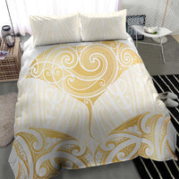 Gold White New Zealand Manta Ray Bedding Set Aotearoa Maori Haehae LT14 - Polynesian Pride