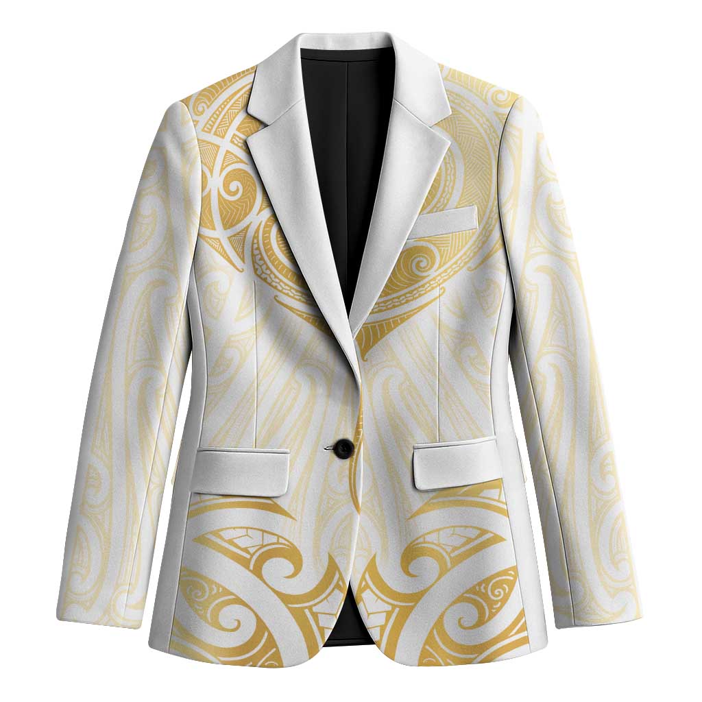 Gold White New Zealand Manta Ray Blazer Aotearoa Maori Haehae LT14 Unisex White - Polynesian Pride