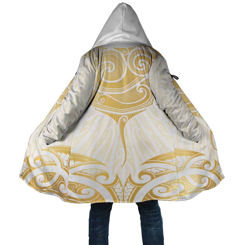Gold White New Zealand Manta Ray Cloak Aotearoa Maori Haehae LT14 Unisex White - Polynesian Pride