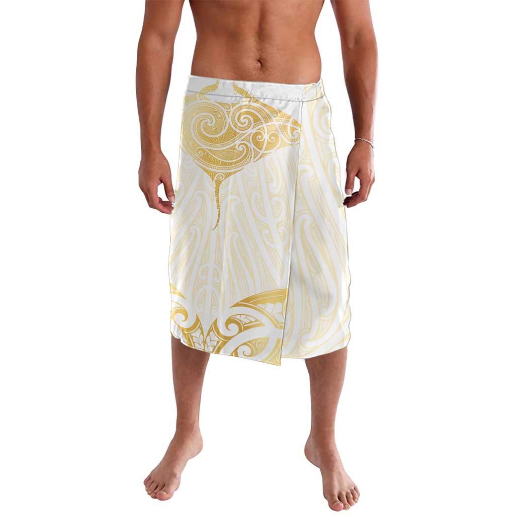Gold White New Zealand Manta Ray Lavalava Aotearoa Maori Haehae LT14 White - Polynesian Pride