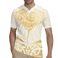 Gold White New Zealand Manta Ray Rugby Jersey Aotearoa Maori Haehae LT14 - Polynesian Pride