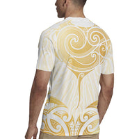 Gold White New Zealand Manta Ray Rugby Jersey Aotearoa Maori Haehae LT14 - Polynesian Pride