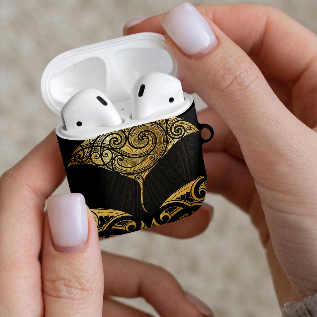 Gold Black New Zealand Manta Ray AirPods Case Aotearoa Maori Haehae LT14 - Polynesian Pride