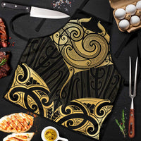 Gold Black New Zealand Manta Ray Apron Aotearoa Maori Haehae LT14 Black - Polynesian Pride