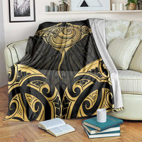 Gold Black New Zealand Manta Ray Blanket Aotearoa Maori Haehae LT14 Black - Polynesian Pride