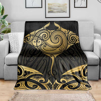 Gold Black New Zealand Manta Ray Blanket Aotearoa Maori Haehae LT14 - Polynesian Pride