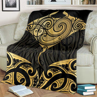 Gold Black New Zealand Manta Ray Blanket Aotearoa Maori Haehae LT14 - Polynesian Pride