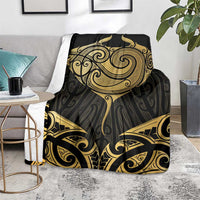 Gold Black New Zealand Manta Ray Blanket Aotearoa Maori Haehae LT14 - Polynesian Pride