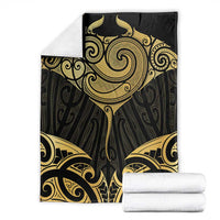 Gold Black New Zealand Manta Ray Blanket Aotearoa Maori Haehae LT14 - Polynesian Pride