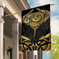 Gold Black New Zealand Manta Ray Garden Flag Aotearoa Maori Haehae LT14 House Flag Black - Polynesian Pride