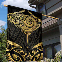 Gold Black New Zealand Manta Ray Garden Flag Aotearoa Maori Haehae LT14 - Polynesian Pride