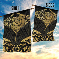 Gold Black New Zealand Manta Ray Garden Flag Aotearoa Maori Haehae LT14 - Polynesian Pride