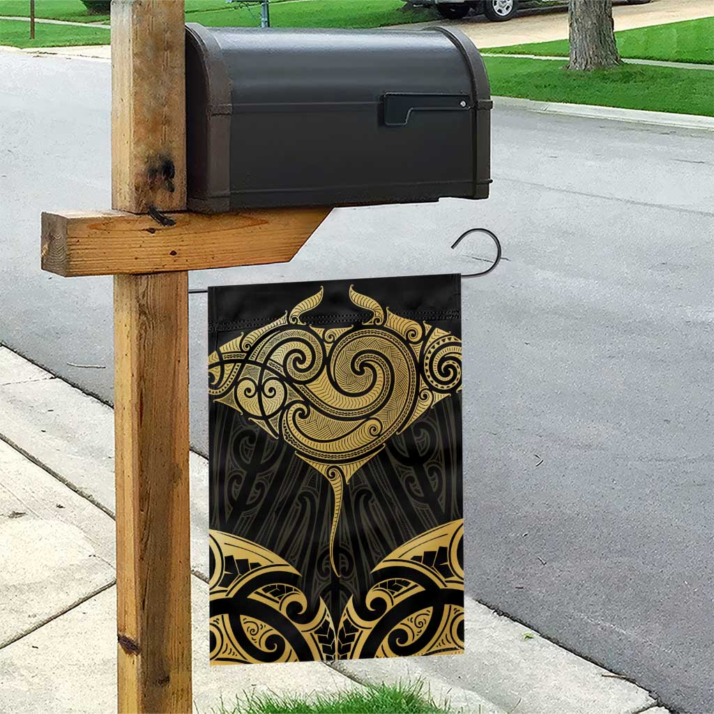 Gold Black New Zealand Manta Ray Garden Flag Aotearoa Maori Haehae LT14 - Polynesian Pride