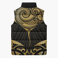 Gold Black New Zealand Manta Ray Sleeveless Puffer Jacket Aotearoa Maori Haehae LT14 - Polynesian Pride