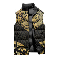 Gold Black New Zealand Manta Ray Sleeveless Puffer Jacket Aotearoa Maori Haehae LT14 - Polynesian Pride
