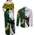 South Africa And Fiji Rugby Couples Matching Off Shoulder Maxi Dress and Long Sleeve Button Shirts 2023 World Cup Fijian Tapa With Kente Pattern LT14 - Polynesian Pride