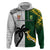 South Africa And Fiji Rugby Hoodie 2023 World Cup Fijian Tapa With Kente Pattern LT14 Green - Polynesian Pride