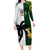 South Africa And Fiji Rugby Long Sleeve Bodycon Dress 2023 World Cup Fijian Tapa With Kente Pattern LT14 Long Dress Green - Polynesian Pride