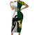 South Africa And Fiji Rugby Short Sleeve Bodycon Dress 2023 World Cup Fijian Tapa With Kente Pattern LT14 Long Dress Green - Polynesian Pride