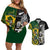 South Africa And Aotearoa Rugby Couples Matching Off Shoulder Short Dress and Hawaiian Shirt 2023 Springboks Kente Combine All Black Maori Fern LT14 Green - Polynesian Pride