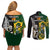 South Africa And Aotearoa Rugby Couples Matching Off Shoulder Short Dress and Long Sleeve Button Shirts 2023 Springboks Kente Combine All Black Maori Fern LT14 - Polynesian Pride