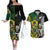 South Africa And Aotearoa Rugby Couples Matching Off The Shoulder Long Sleeve Dress and Hawaiian Shirt 2023 Springboks Kente Combine All Black Maori Fern LT14 Green - Polynesian Pride