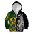 South Africa And Aotearoa Rugby Kid Hoodie 2023 Springboks Kente Combine All Black Maori Fern LT14 Zip Hoodie Green - Polynesian Pride