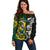 South Africa And Aotearoa Rugby Off Shoulder Sweater 2023 Springboks Kente Combine All Black Maori Fern LT14 Women Green - Polynesian Pride