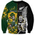 South Africa And Aotearoa Rugby Sweatshirt 2023 Springboks Kente Combine All Black Maori Fern LT14 Unisex Green - Polynesian Pride