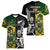 South Africa And Aotearoa Rugby Women V Neck T Shirt 2023 Springboks Kente Combine All Black Maori Fern LT14 - Polynesian Pride