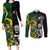 Custom South Africa And Aotearoa Rugby Couples Matching Long Sleeve Bodycon Dress and Long Sleeve Button Shirts 2023 Springboks Kente Combine All Black Maori Fern LT14 Green - Polynesian Pride