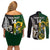 Custom South Africa And Aotearoa Rugby Couples Matching Off Shoulder Short Dress and Long Sleeve Button Shirts 2023 Springboks Kente Combine All Black Maori Fern LT14 - Polynesian Pride