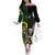 Custom South Africa And Aotearoa Rugby Off The Shoulder Long Sleeve Dress 2023 Springboks Kente Combine All Black Maori Fern LT14 Women Green - Polynesian Pride