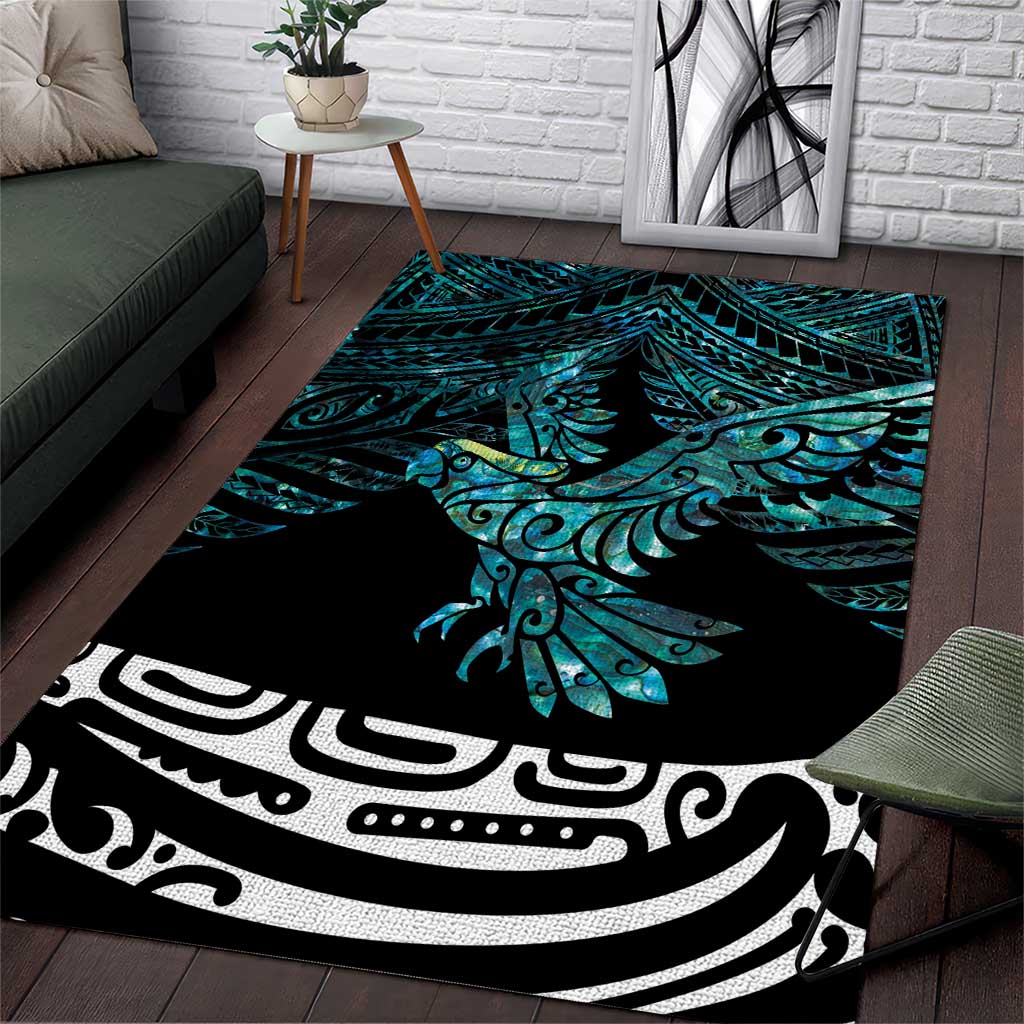 New Zealand Sulphur-crested Cockatoo Area Rug Aotearoa Maori Mix Paua Shell