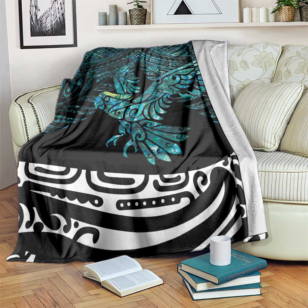 New Zealand Sulphur-crested Cockatoo Blanket Aotearoa Maori Mix Paua Shell LT14 Turquoise - Polynesian Pride