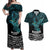 New Zealand Sulphur-crested Cockatoo Couples Matching Off Shoulder Maxi Dress and Hawaiian Shirt Aotearoa Maori Mix Paua Shell