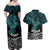 New Zealand Sulphur-crested Cockatoo Couples Matching Off Shoulder Maxi Dress and Hawaiian Shirt Aotearoa Maori Mix Paua Shell